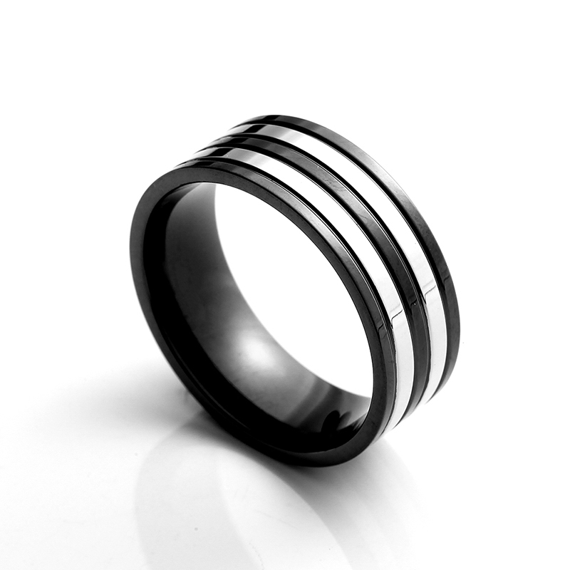 Το ανοξείδωτο χαλυβουργικό δαχτυλίδι δύο τόνων μαύρο πινελισμό του δακτυλίου Elegant China Jewelry Κατασκευαστής