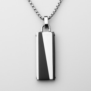 Mens Womens Jewelry Stainless Steel Pendant two-tone Black Plated Necklace Chain